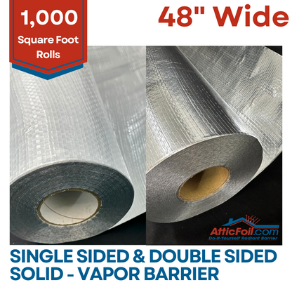 Solid Vapor Barrier Radiant Barrier Foil 48″ Wide - Not for Attic Use!